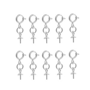 925 Sterling Silver Pegs with 5mm Clasps, 10pcs