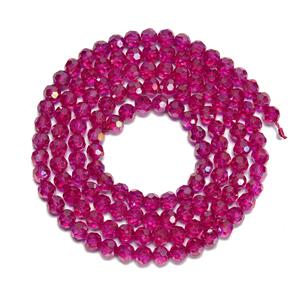 AB Coated Hot Pink 8mm Faceted Glass Rounds, 1m 