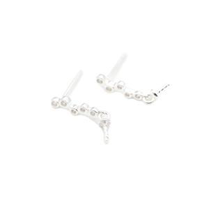  925 Sterling Silver Cubic Zirconia Cluster Drop Earrings With Pearl Peg (1 Pair)