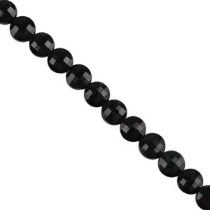 80cts Type A Black Jadeite Faceted Coins, Approx 6mm, 38cm Strand