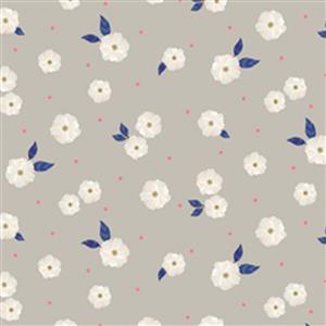 Morgan Grey Tossed Flowers Fabric 0.5m