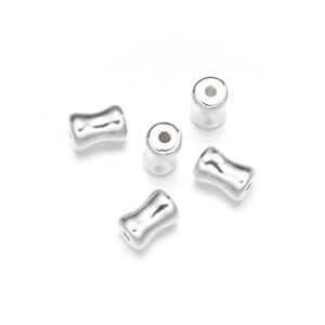 Silver Plated Base Metal Bamboo Spacer Beads, Approx 8x12mm, 5pcs