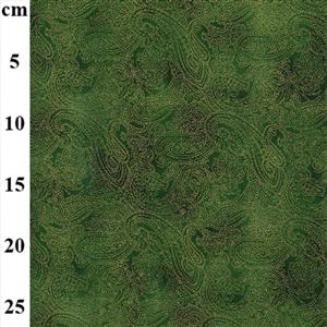 Paisley Metallic Green Fabric 0.5m