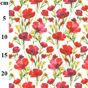 Poppies White Fabric 0.5m