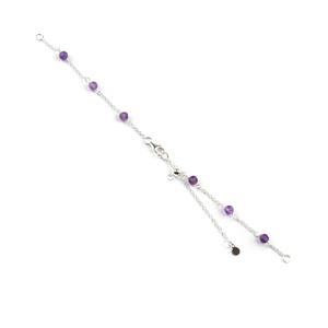 925 Sterling Cable Chain Amethyst Open Bracelet with 5cm Slider Extender Chain