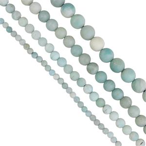 Natural Frost Amazonite, 4mm, 6mm, 8mm & 10mm Rounds 