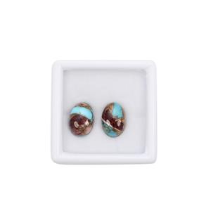 11.50cts Spiny Oyster Turquoise (Re) Cabochon Oval Approx 14x10mm Loose Gemstones, (Pack of 2)