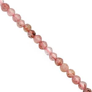 8cts Strawberry Quartz Micro Faceted Round Approx 2mm, 31cm Strand