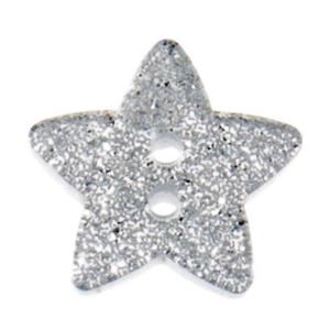 Silver Glitter Star Buttons 18mm (50pcs)