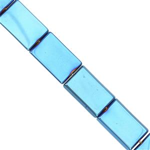 210cts Mystic Blue Color Coated Hematite Flat Rectangle Approx 23x15mm, 21cm Strand 