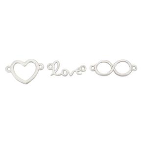 925 Sterling Silver Connector (Love, Infinity, Heart) Pack of 3