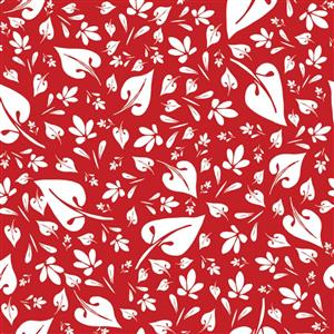 Sanntangle Tangly Leaves Deep Red Fabric 0.5m
