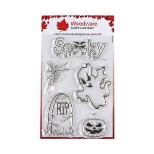 NEW Woodware Clear Singles Spooky Goings On 4 in x 6 in Stamp Set