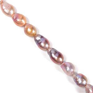 Multicolour Fireball Baroque Pearls Approx 10x13mm, 38cm Strand 