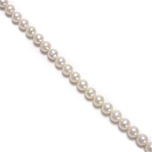White Freshwater Cultured Near Round Pearls Approx. 7-9mm, 38cm Strand