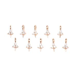 Rose Gold Plated 925 Sterling Silver Triple Cubic Zirconia Peg Bail (10pcs)