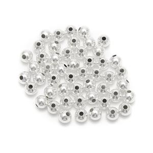 Silver Plated Base Metal Spacer Beads, Plain Round, 8mm, 50pk