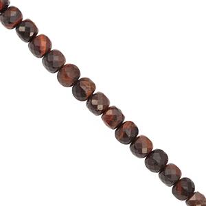108cts Red Tiger Eye Faceted Cube Approx 5 to 6mm, 38cm Strand