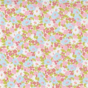Moda Grace Small Floral Vines Roses Pastel on Blush Fabric 0.5m