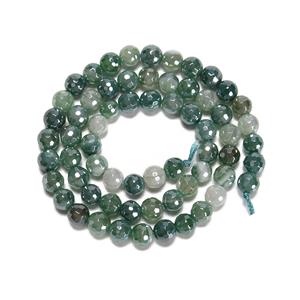 90cts Coated Green Agate Faceted Rounds, Approx. 6mm, 38cm Strand