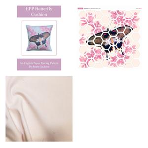 Jenny Jackson EPP Cream Butterfly Cushion Kit: Pattern, Paper Pieces, Fabric Panel & Fabric (0.5m)