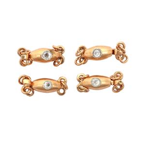 Rose Gold Plated 925 Sterling Silver 2 Strand Bullet Box Clasp set with 0.57ct White Topaz Approx 3mm (Pack of 4)