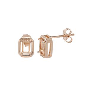 Rose Gold Plated 925 Sterling Silver Octagon Earring Mounts (To fit 6x4mm gemstone) - 1 Pair