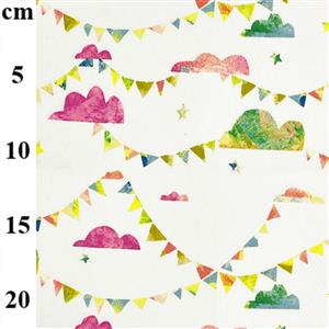 Clouds And Bunting Raspberry Fabric 0.5m