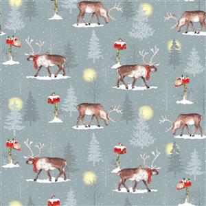 Winter Moon Deer Grey Fabric 0.5m