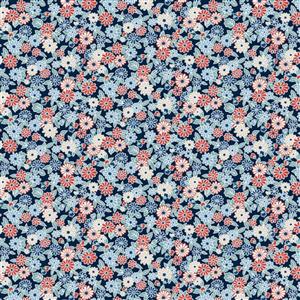 Liberty Arthur's Garden Collection Charming Chrysanthemums Navy Fabric 0.5m