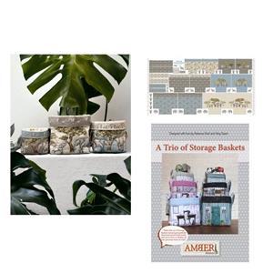 Amber Makes A Trio of Storage Baskets Kit: Panel & Instructions - Elephants