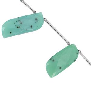 85cts Chrysoprase Faceted S Shapes Approx  37x14 to 40x16mm, 9cm Strand With Spacers