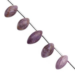 70cts Bursa Purple Jadeite Smooth Rice Beads Approx 10x7 to 16x9mm, 15cm Strand With Spacers