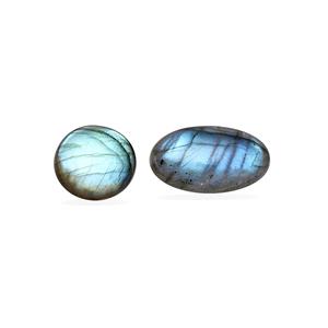 50cts Labradorite Mix Shapes Smooth Cabochon Approx 18x19 to 32x20mm (Pack of 2)