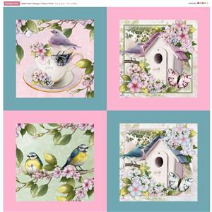 Debbi Moore Designs Feature Panel Spring Birds Pink and Blue Fabric Panel (70 x 73cm)
