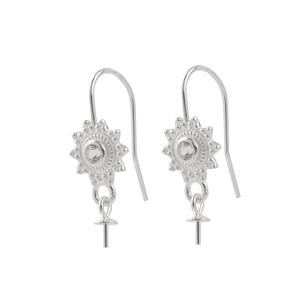 925 Sterling Silver Beaded Disc Earrings With Peg & Topaz