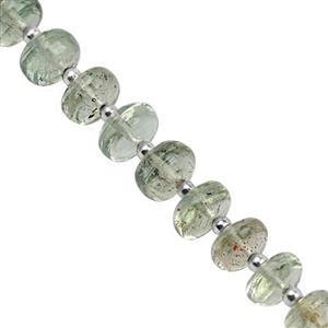 25cts Green Sunstone Smooth Rondelles Approx 4.5x2.5 to 7.5x4mm, 11cm Strand With Spacers