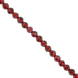 27cts Garnet Faceted Round Approx 3mm, 25 cm Strand