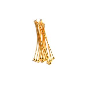 JM Essential 925 Gold Plated Sterling Silver Ball Head Pins - 50mm 22 Gauge/0.64mm - (20pcs)