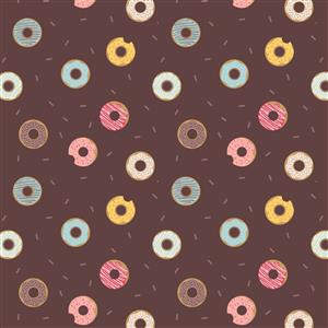 Lewis & Irene Small Things… Sweet Doughnuts Chocolate Fabric 0.5m
