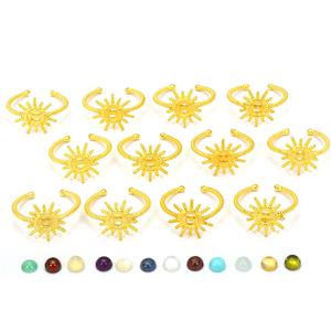 12 Months of Gold Plated 925 Sterling Silver Birthstone Star Adjustable Ring Mounts with Multi Gemstone Approx 5mm