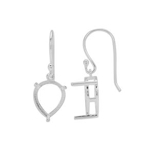 925 Sterling Silver Earring Mounts With Sheppherd Hooks - 1 Pair (To fit 12x10mm Pear Gemstones)