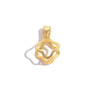 Gold Plated 925 Sterling Silver Clover Shape Pinch Bail