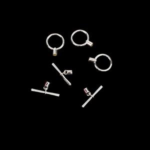 Silver Plated Base Metal Toggle Clasp with Cord Ends, 3.2mm (3pcs)