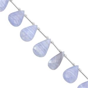 85cts Blue Lace Agate faceted Pear Approx 15x8 to 22x13mm, 18cm Strand With Spacers