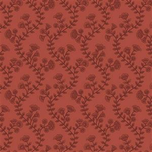 Ashton Collection Wavy Floral Stripe on Red Fabric 0.5m