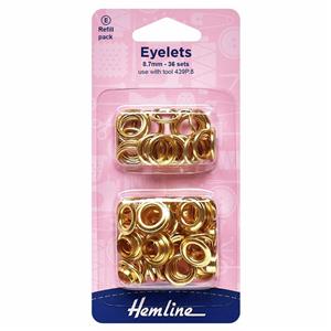 Hemline Gold/ Brass 8.7mm Eyelets Pack (36 Pieces)