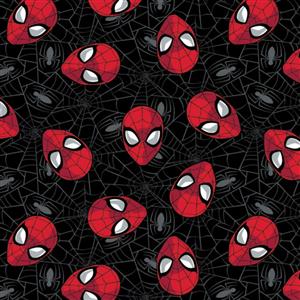 Marvel Kawaii II Spiderman Web Black Fabric 0.5m