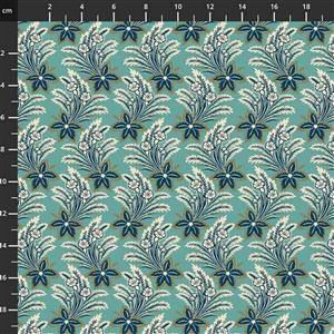 Henry Glass Lille Swaying Flowers Teal Fabric 0.5m