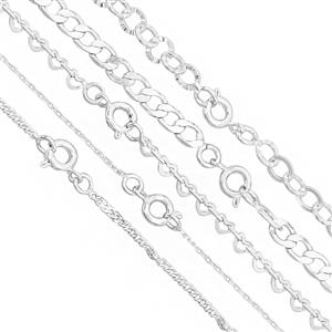 Base Metal 5 chain bundle 18 inch (diamond, heart, diamond cut, star curb and diamond round)